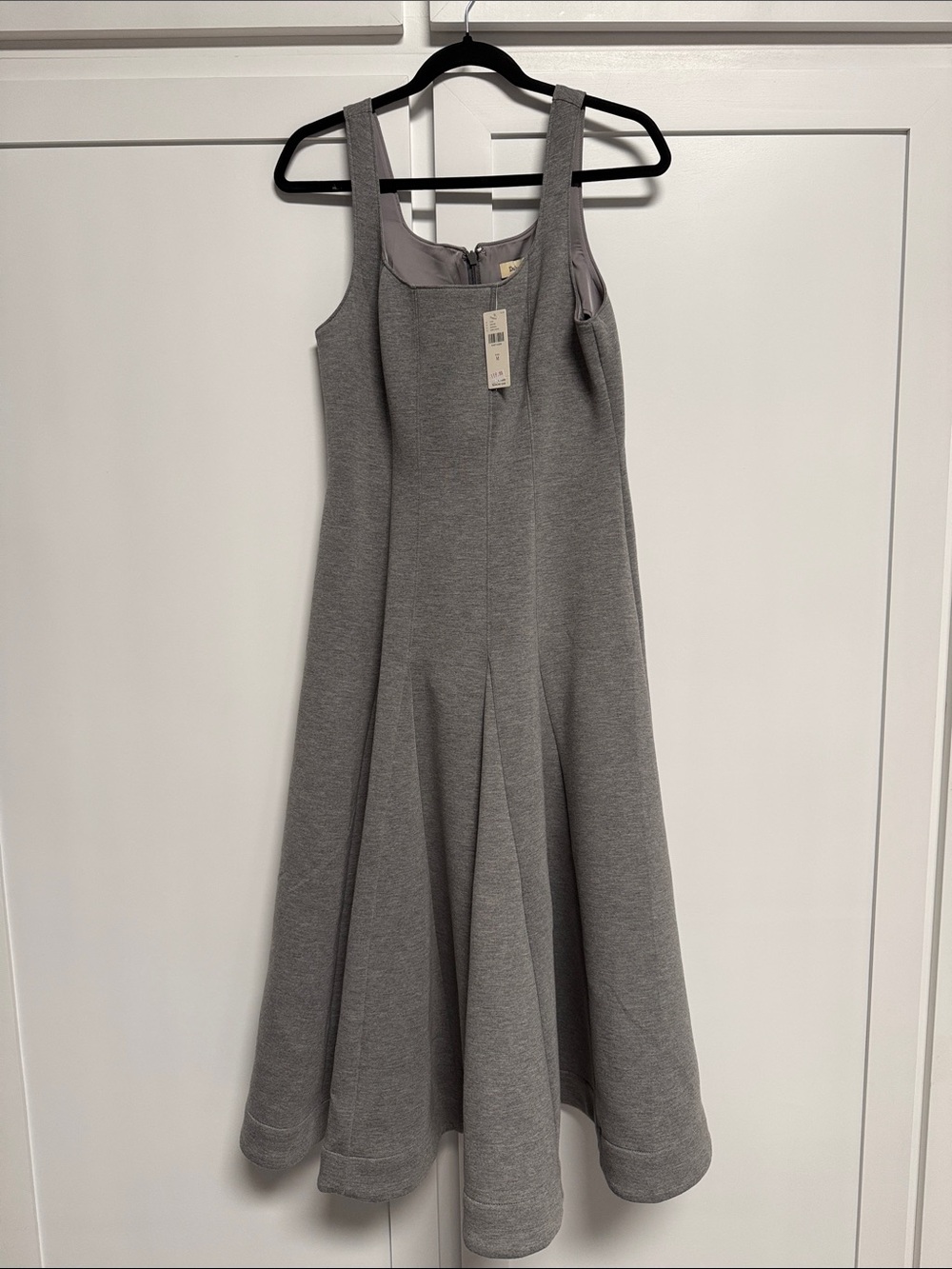 Sleeveless Gray Midi Fit-and-Flare Dress